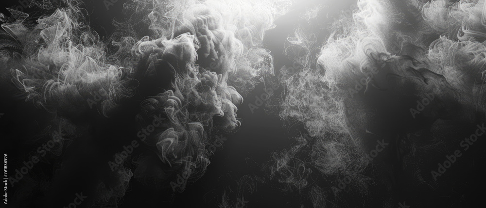 Dramatic swirling smoke clouds in monochrome - obrazy, fototapety, plakaty 