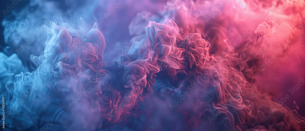 Dreamy pink and blue smoke waves