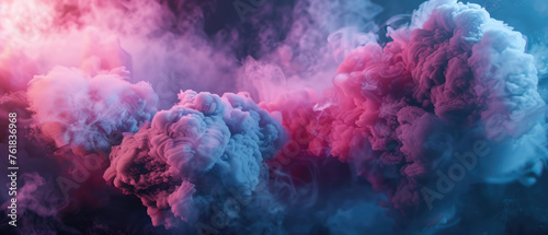 Ethereal smoke clouds in red and blue hues