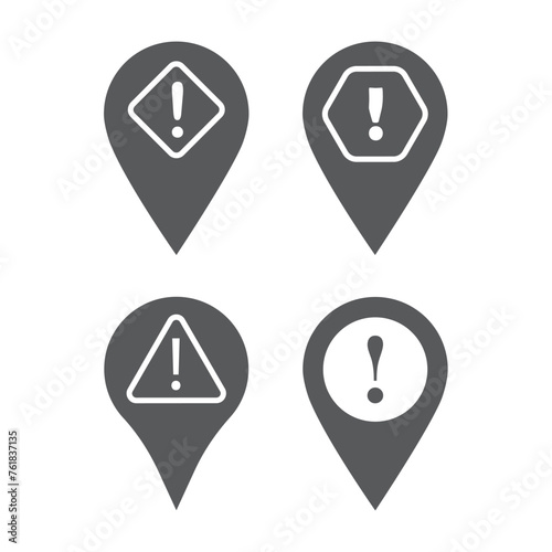Alert pin warning icon design, isolated on white background, vector illustration