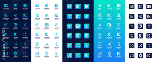 Set of creative abstract monogram letter K logo design collection.