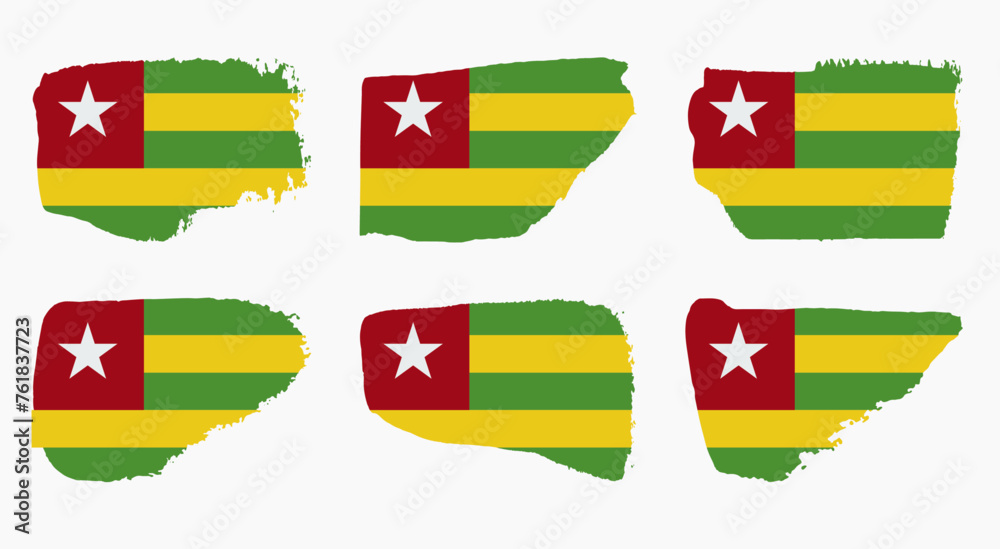 Obraz premium Togo flag set with palette knife paint brush strokes grunge texture design. Grunge brush stroke effect
