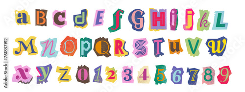 Cutout Alphabet Collection. Cutout letters numbers and symbols. Vector cutout alphabet photo