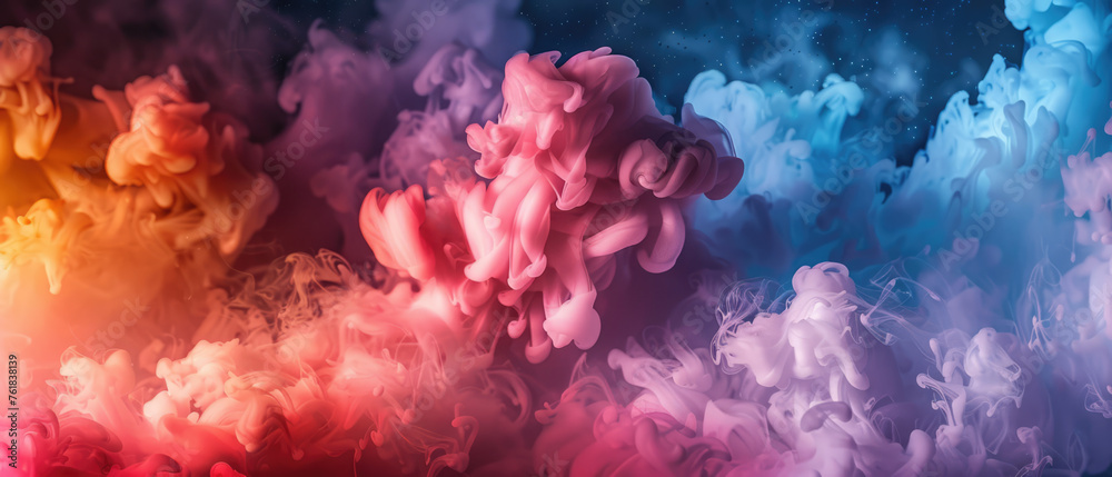 Colorful abstract smoke on dark background