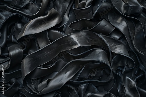 a pile of black rubber hoses  photo