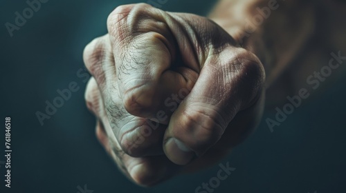 Close-up of a clenched fist with dramatic lighting