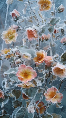 Frosted flowers in winter