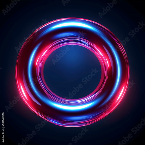 Glowing circle of flame and neon light on black background abstract concept, good to use for business, wallpaper, blog, website, digital decoration etc. Ai generative image