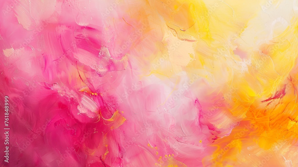 Abstract pink and yellow acrylic painting