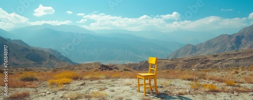 Yellow chair in a desert landscape