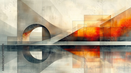 Abstract geometric art with warm and cool tones