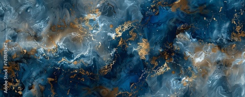 Abstract blue and gold marble texture