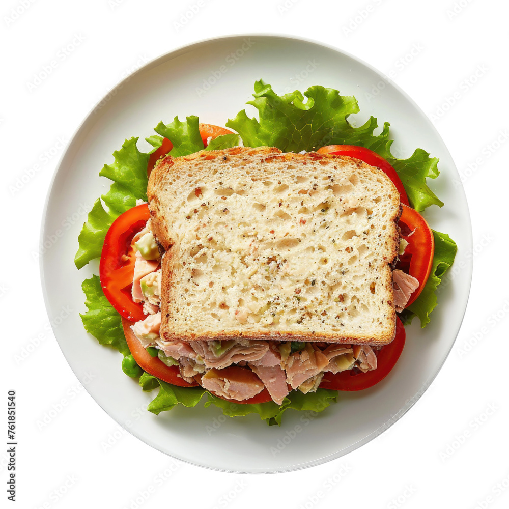 Naklejka premium Delicious Tuna Salad Sandwich Isolated on a Transparent Background