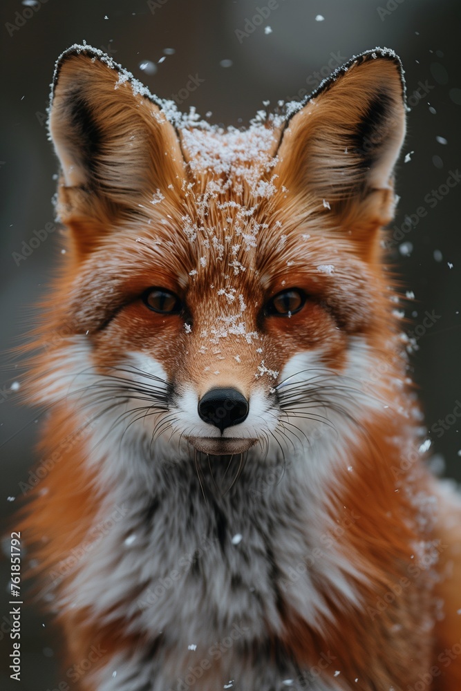 Obraz premium Fox captured gracefully amidst the wintry landscape, blending with the serene white surroundings effortlessly