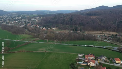 Aerial view on the land of Neulengbach city near the Vienna, Austria