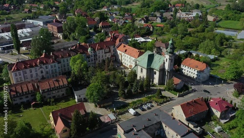 Beautiful Church Ziebice Aerial View Poland photo