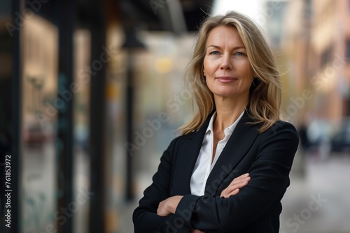 business businesswoman mature middle aged meeting woman portrait corporate city street outdoor urban outside manager executive entrepreneur black © gilles