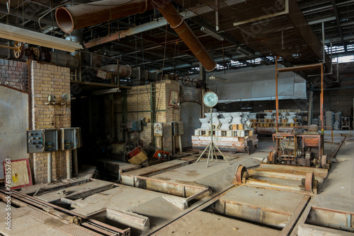 Abandoned ceramic factory with equipment