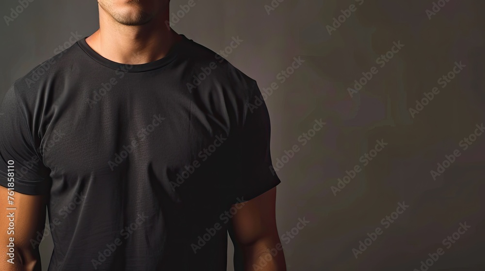 t-shirt mockup designs branding. man wearing a blank black t-shirt. t-shirt mockup designs branding. man wearing a blank black t-shirt.