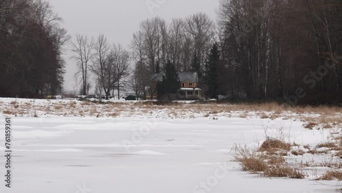 Wallpaper Mural Secluded House in Winter Landscape with Snowy Fields and Trees Torontodigital.ca