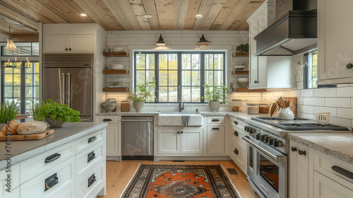 Mountain house kitchen - rustic - stainless steel appliances - stylish design and decor  - vacation home 