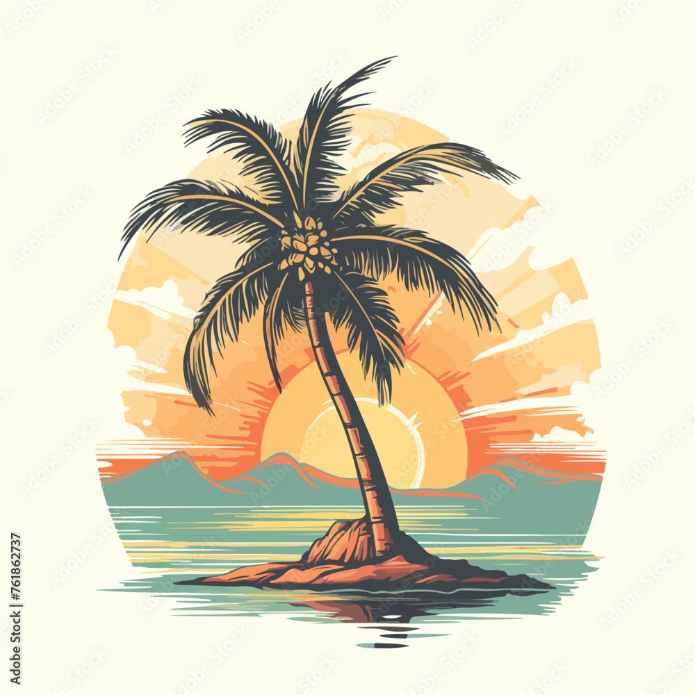 Palm tree in retro style. illustration for t shirt