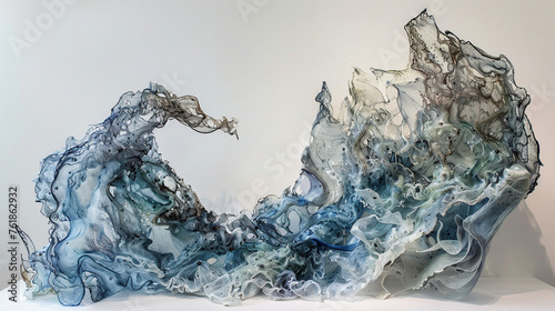 Abstract artwork pushes transparency and texture boundaries using unconventional materials and techniques. photo