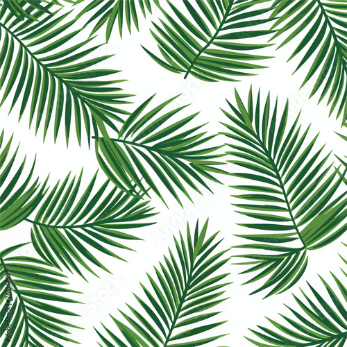 Fototapeta Naklejka Na Ścianę i Meble -  Palm tree leaf seamless pattern flat vector illustr