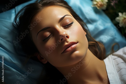 Woman Laying in Bed With Closed Eyes
