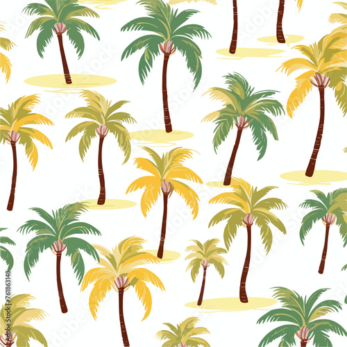 Palm trees pattern flat vector illustration isloate © Mishi