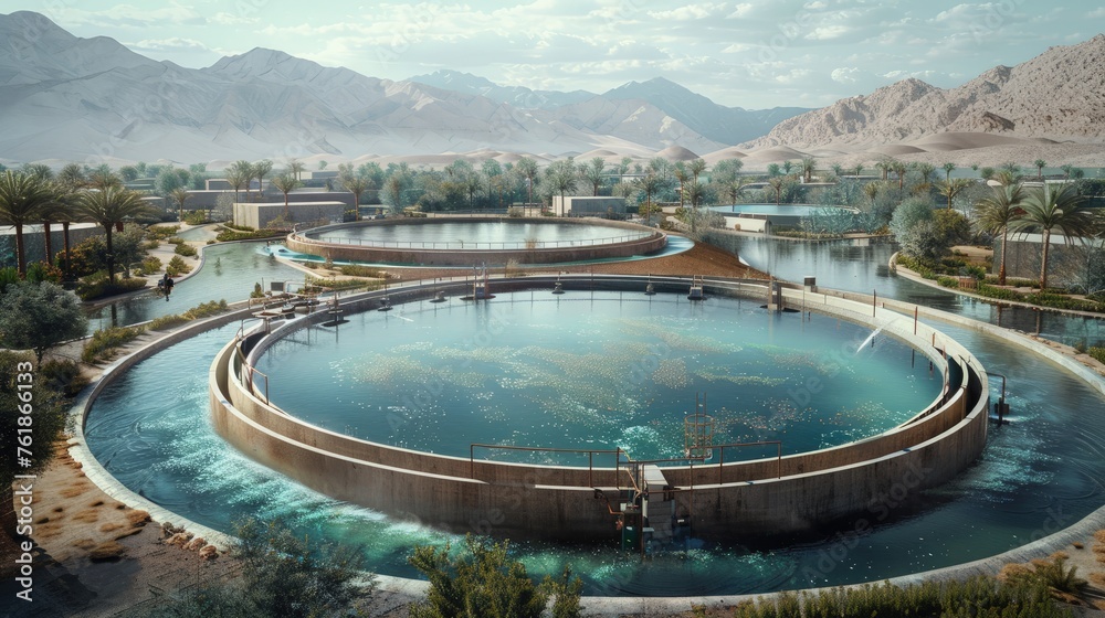 Advanced water recycling plant in a desert city