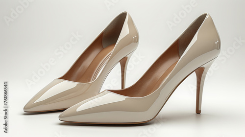  Elegant Nude High-Heeled Shoes With Glossy Finish For Stylish Look