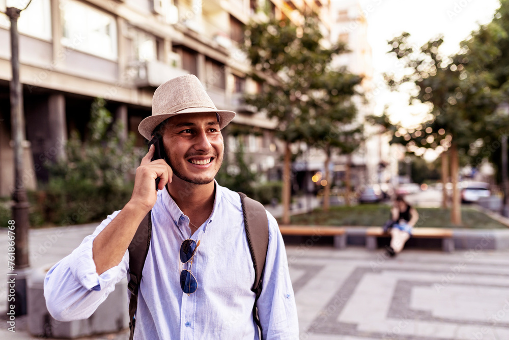 Young Tourist in the City Street Young Tourist in the City Street