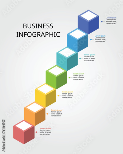 timeline ladder level for infographic presentation template with 7 element for banner
