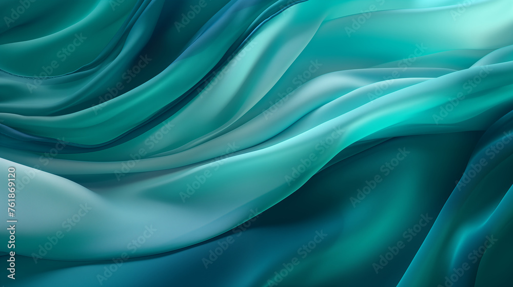 Obraz premium Abstract Teal Fabric Waves