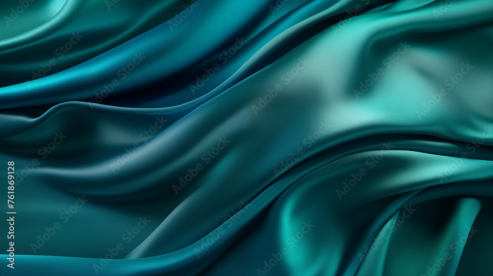 Turquoise Satin Fabric Fluidity