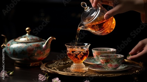 Person Pouring Tea Into Teapot