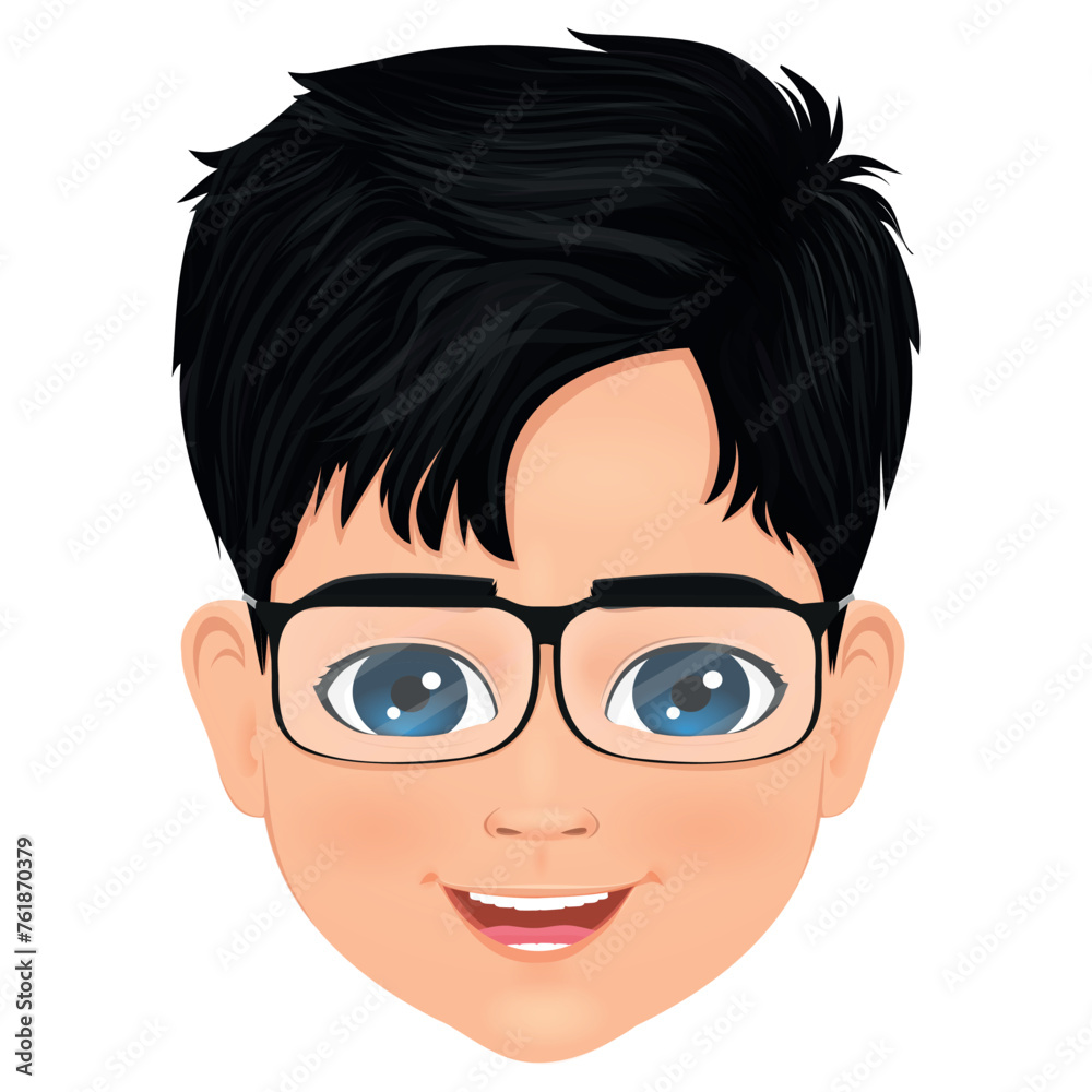smiling little boy head with glasses smiling little boy head with glasses