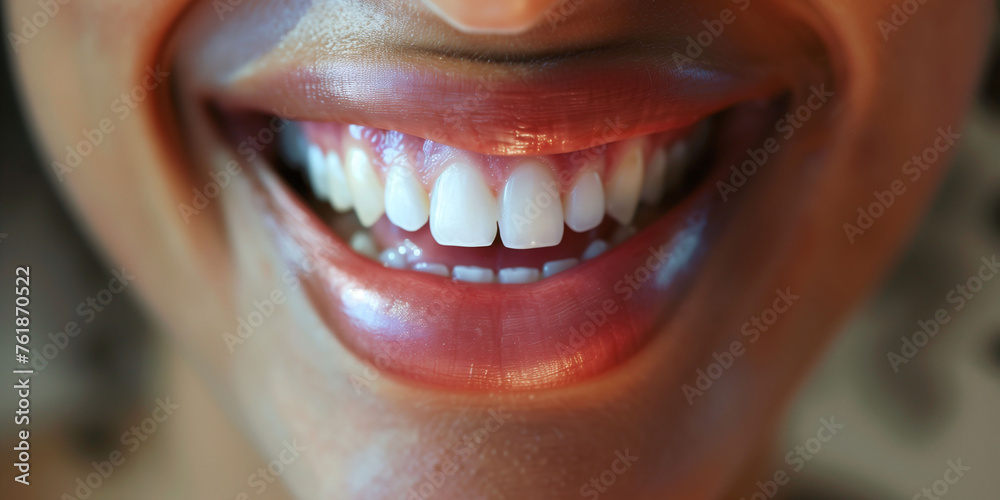 Extreme Close-Up of Smiling Person's Mouth