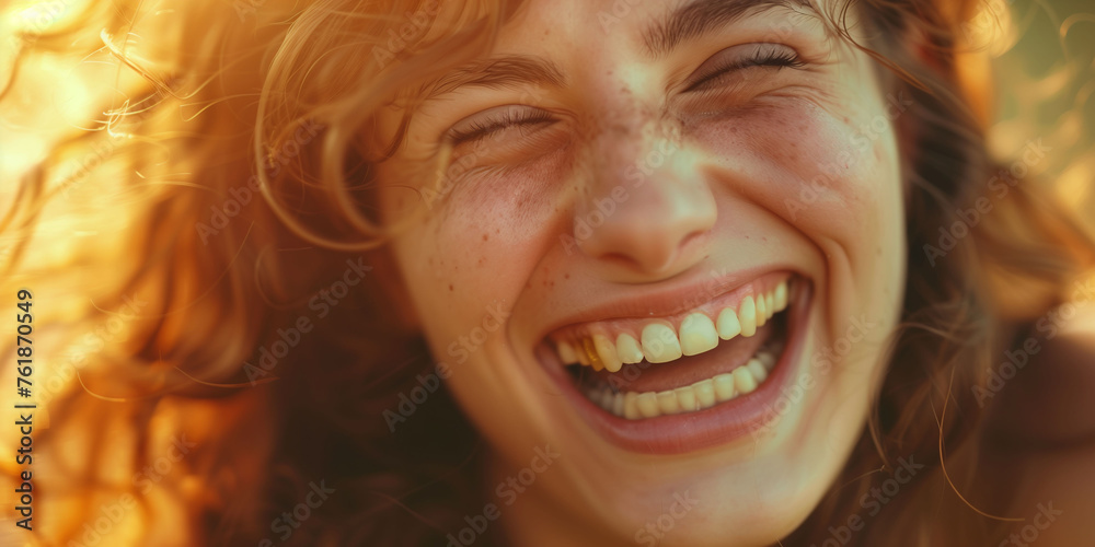Sunlit Laughter of a Joyful Young Person Sunlit Laughter of a Joyful Young Person