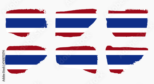 Thailand flag set with palette knife paint brush strokes grunge texture design. Grunge brush stroke effect