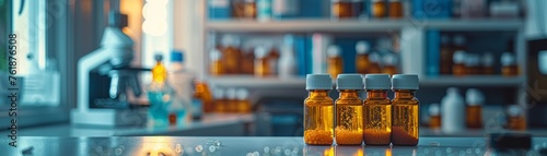 In-depth study of antibiotic resistance, microbiology samples and molecular data on screen, copy space