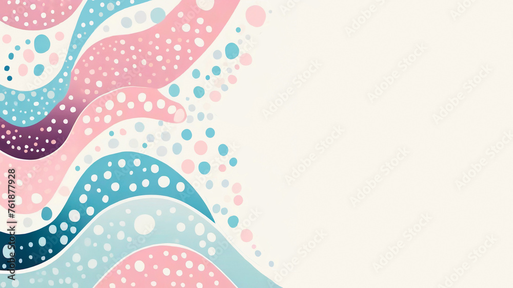 Playful pink and turquoise whimsical polka-dot and wavy frame for invitation, poster, stationary, abstract background texture with copy space. Playful pink and turquoise whimsical polka-dot and wavy frame for invitation, poster, stationary, abstract background texture with copy space.