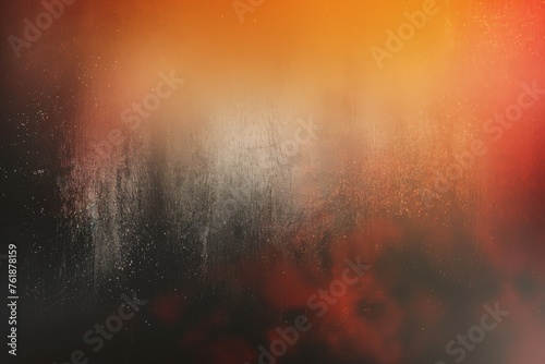 Grainy noise texture effect on black and orange gradient background, perfect for wide banner size or webpage header. Suitable for Halloween designs, Thanksgiving graphics, autumn projects, or general