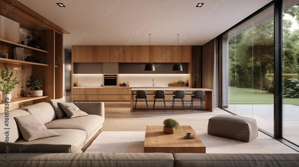 Luxurious Open Concept Living Space with Modern Kitchen and Panoramic Views Luxurious Open Concept Living Space with Modern Kitchen and Panoramic Views