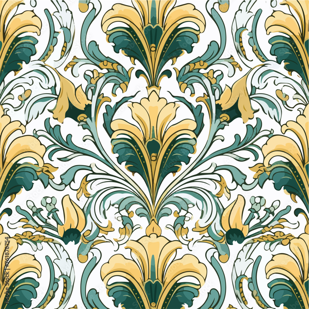 Seamless Art Nouveau background pattern flat vector