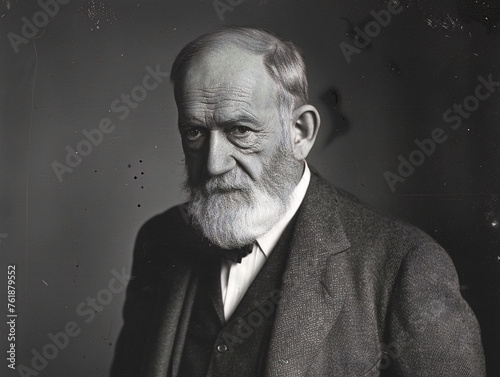 Portrait of Sigmund Freud, the Austrian neurologist and founder of psychoanalysis, in black and white.