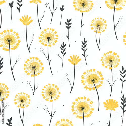 Seamless dandelions pattern vector illustration fla