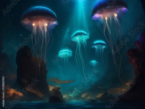 "Alien Abyssal Realm: Surreal Underwater Exploration in AI Art" © Chathura