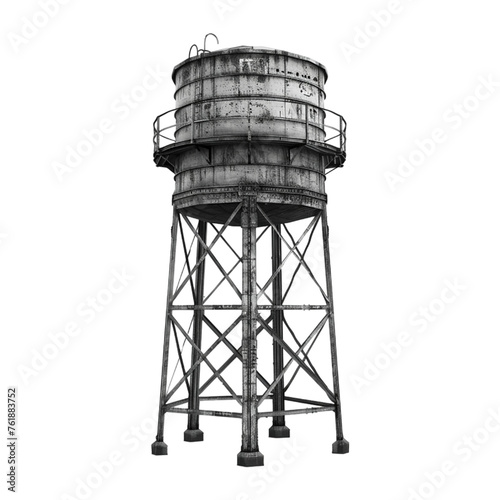 water tank tower on white transparent background